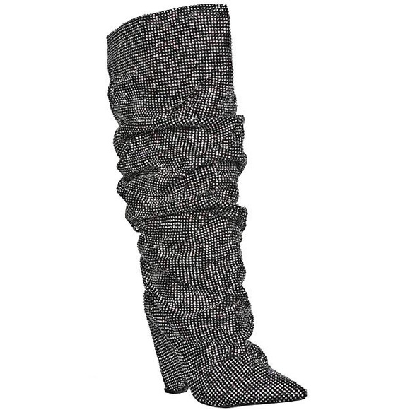 Embellished Rhinestone Crystal Covered Knee High - Picture 3 of 9